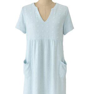 JODIFL Light Blue V-Neck Babydoll Mini Dress L
